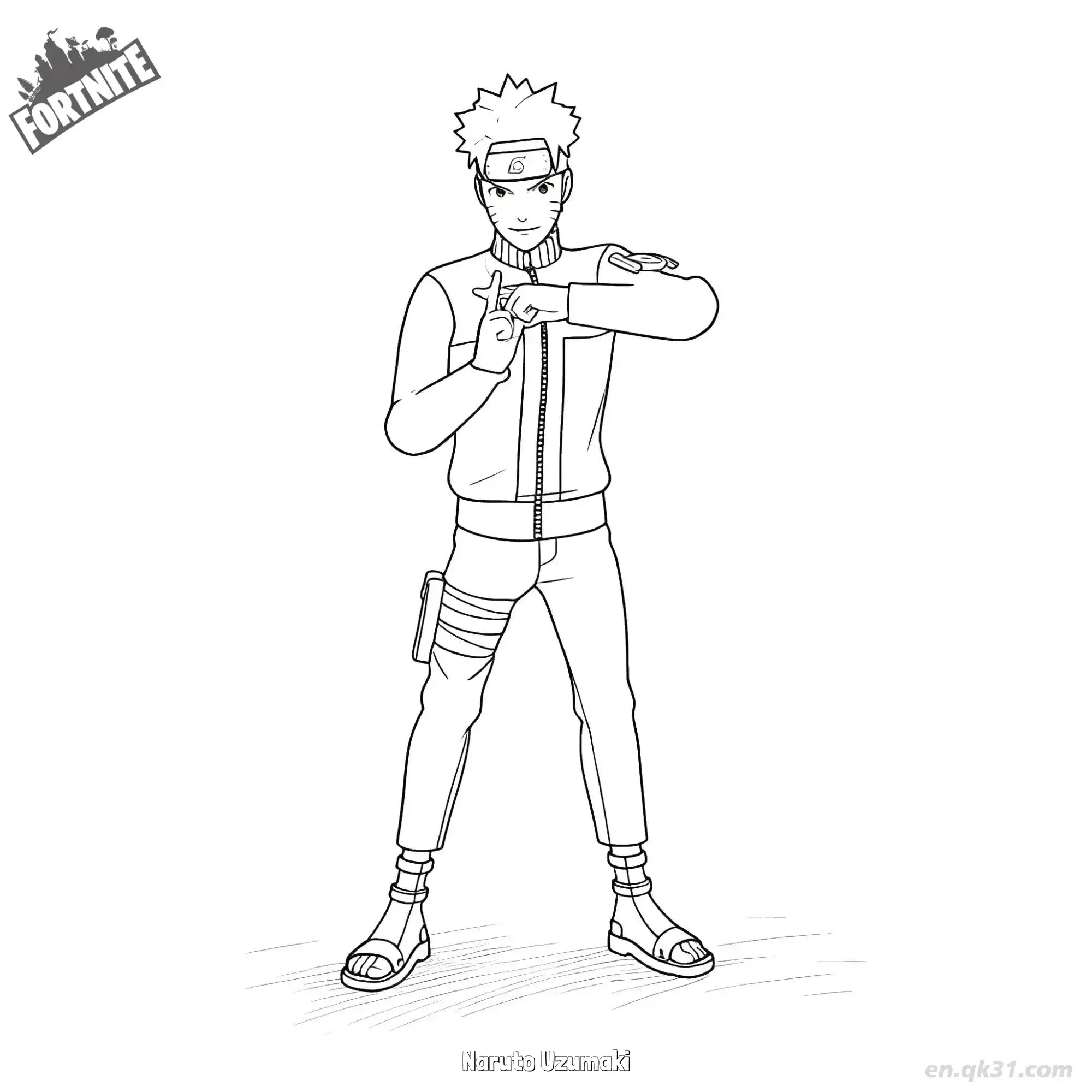 免费 漩涡鸣人 01简笔画 素描 涂鸦 - 免费可打印堡垒之夜 下载PDF 简笔画涂色页